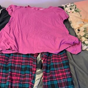 Pink and Plaid  Pajama Set